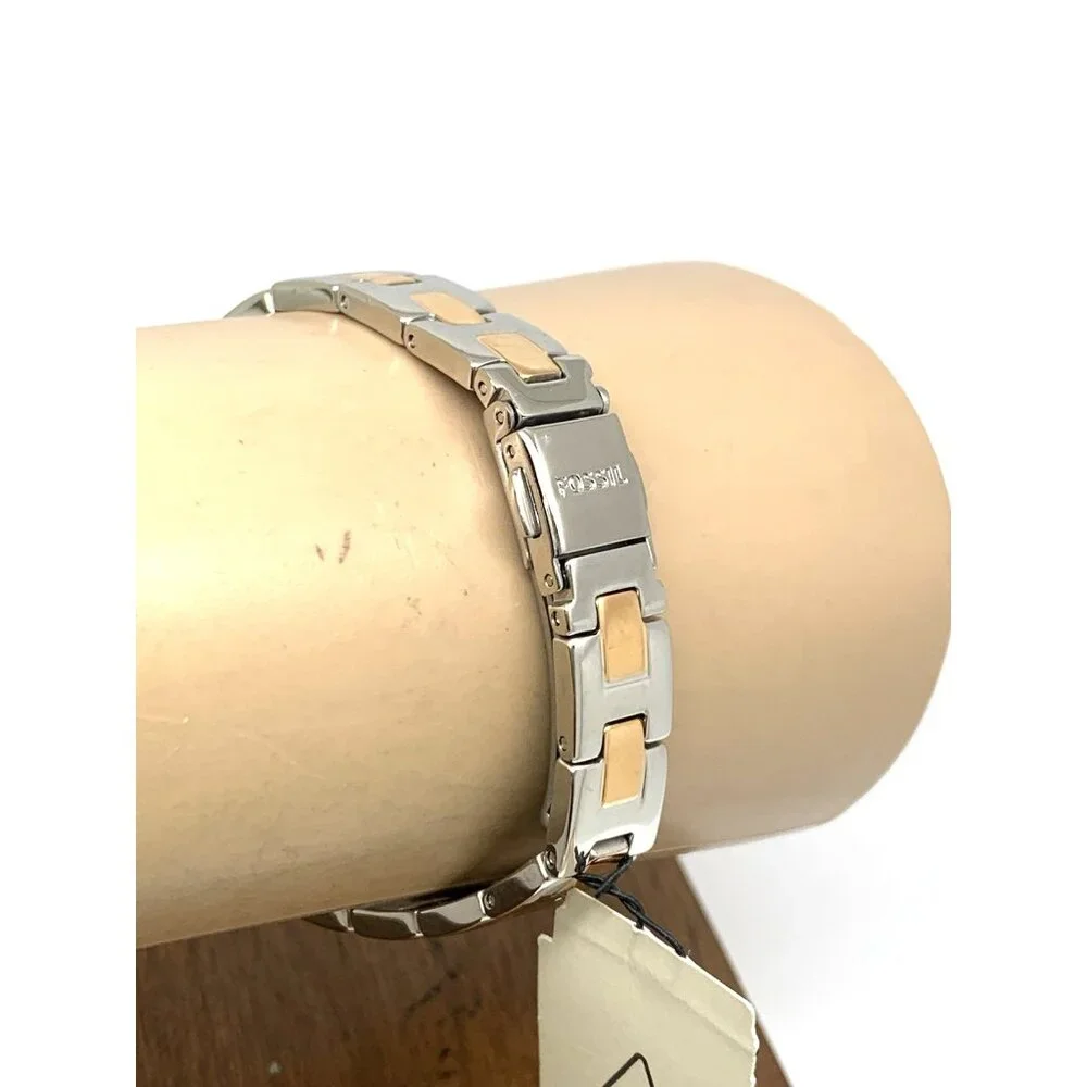 Fossil Women's Watch ES5201 Quartz Two Tone Silver Rose Gold Steel 28mm